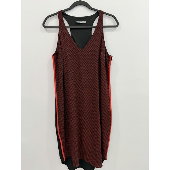Octavia Dresses & Skirts - Octavia Large Red Black Sleeveless V-Neck Shift Dress Colorblock Side Trim